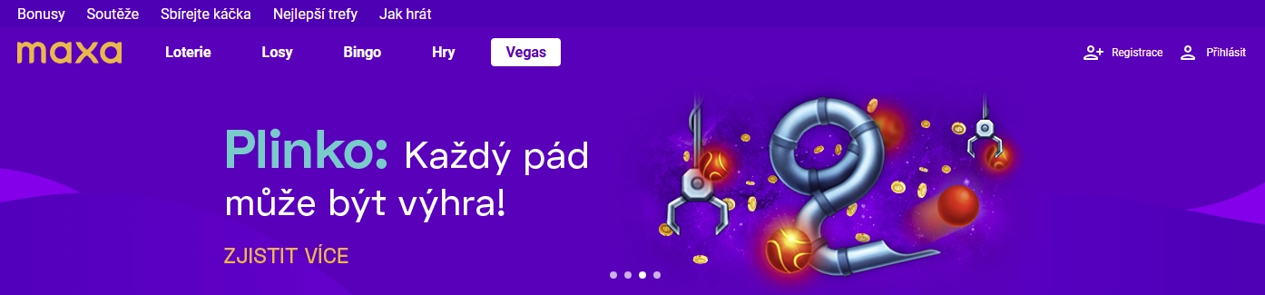 Ukázka lobby Maxa Casino s hlavními hrami